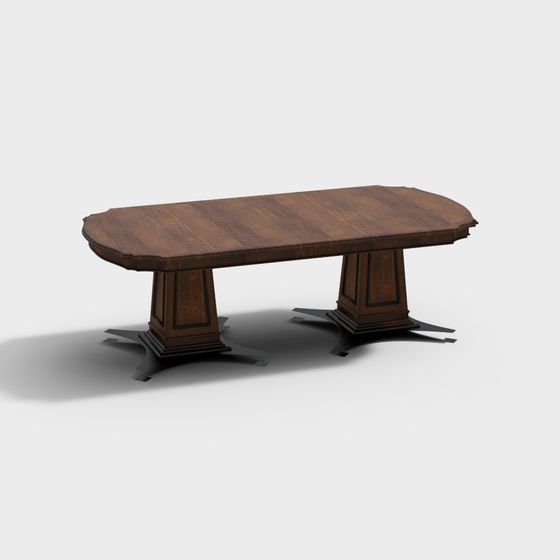 Vintage Wooden Dining Table 3D model