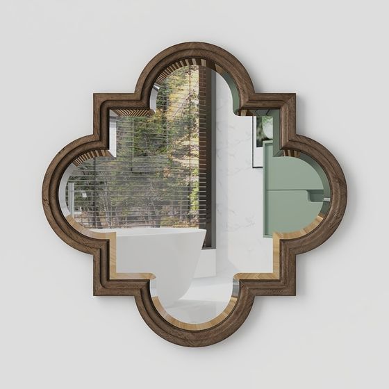 Artistic Clover-Shaped Mirror 3D model