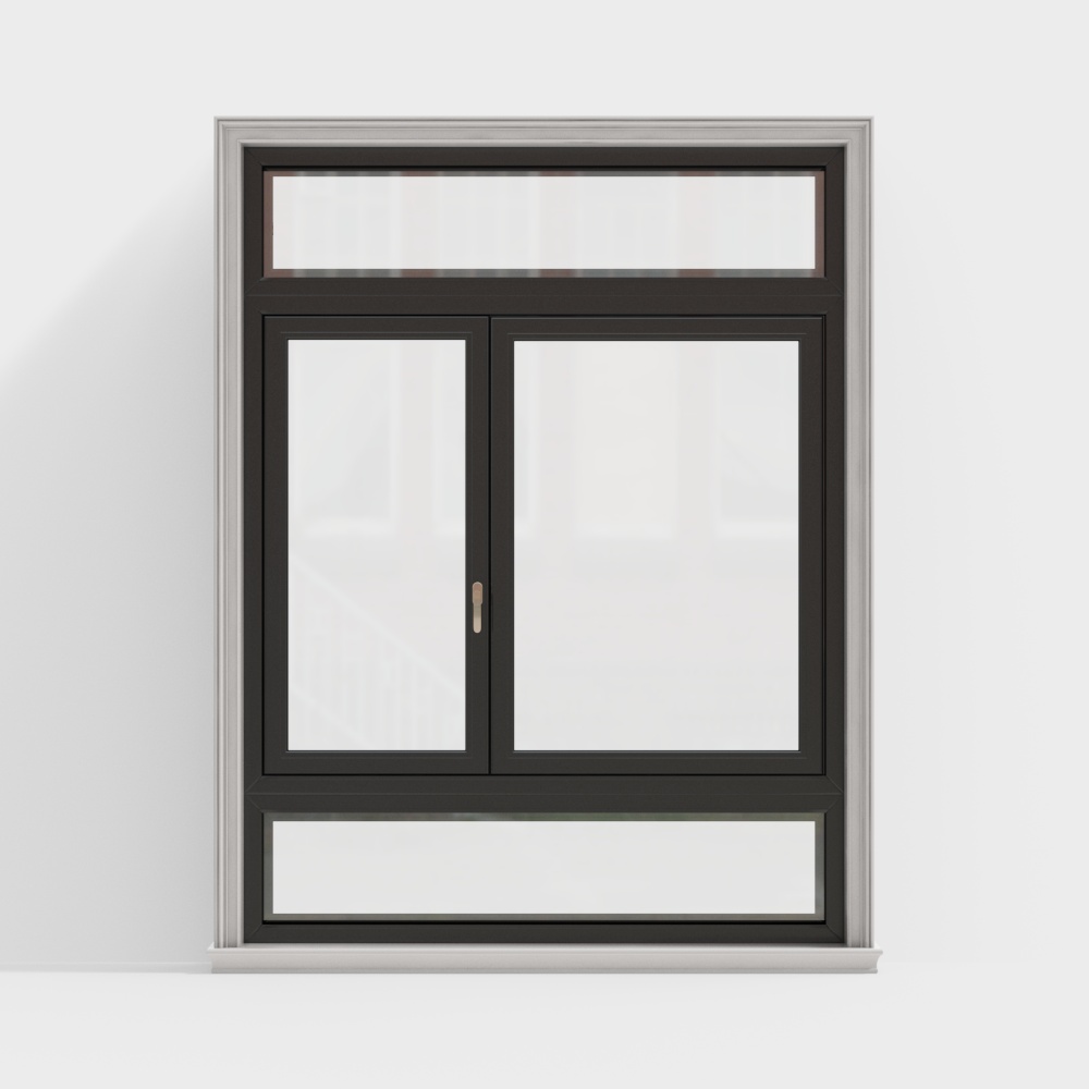 Low-Poly Modern Window 3D Model – Black Frame Design