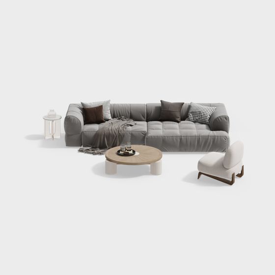 Contemporary 3D Sofa Set Model for Modern Interiors