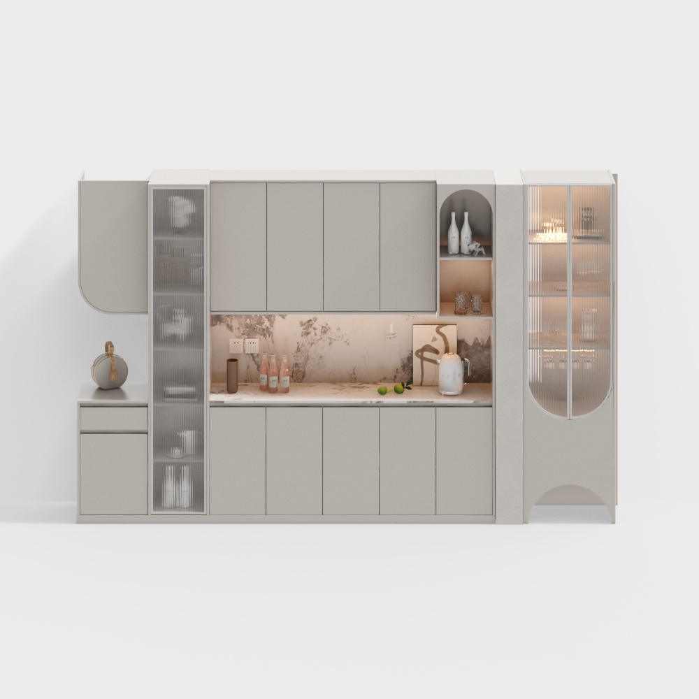 Wabi-sabi pantry wine cabinet