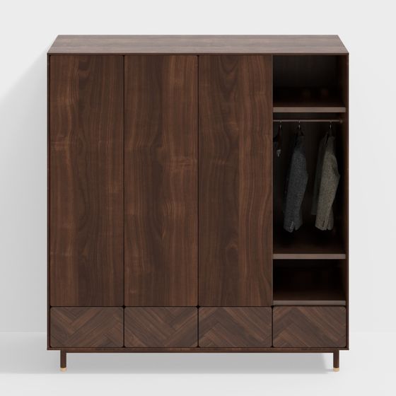 Stylish Low-Poly Wardrobe 3D model