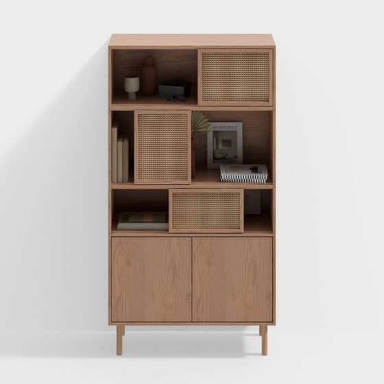 Stylish Wooden Bookshelf 3D model