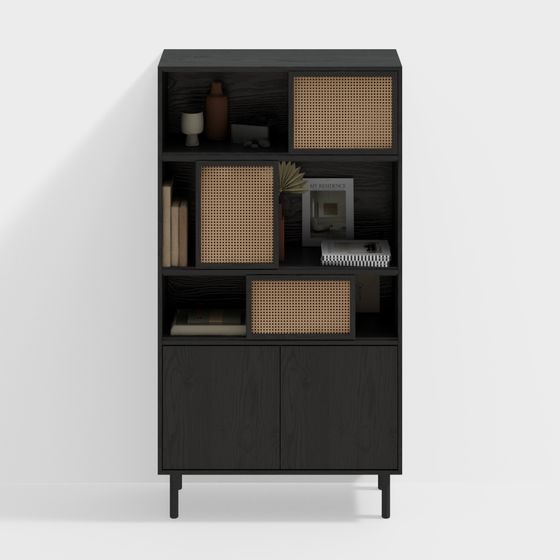 Stylish Low-Poly Bookshelf 3D model