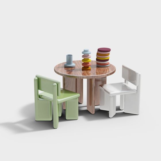Children's Table and Chair Set 3D Model