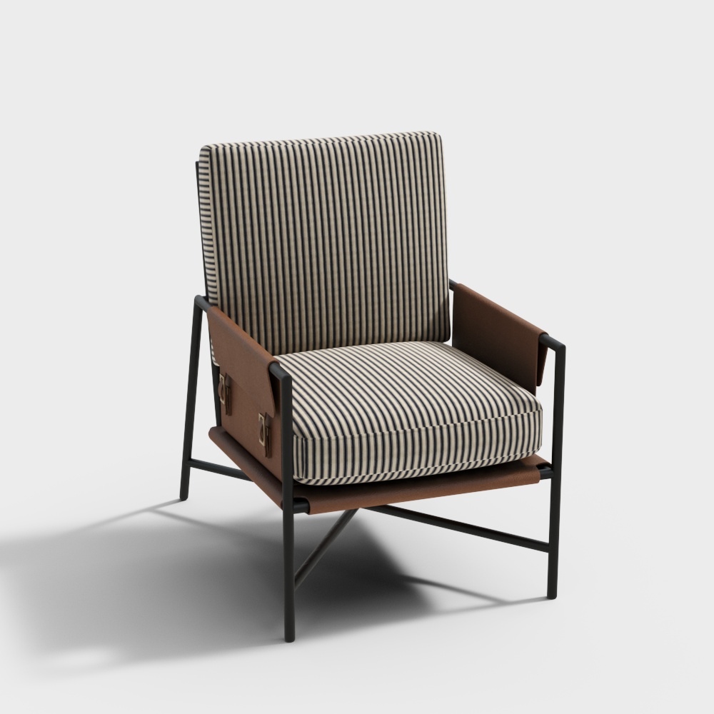 Modern striped cloth lounge chair
