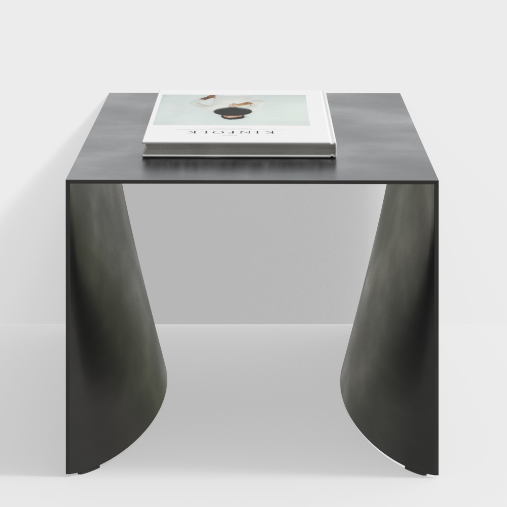 Minimalist Metal Table 3D Model – Dark Gray Metal