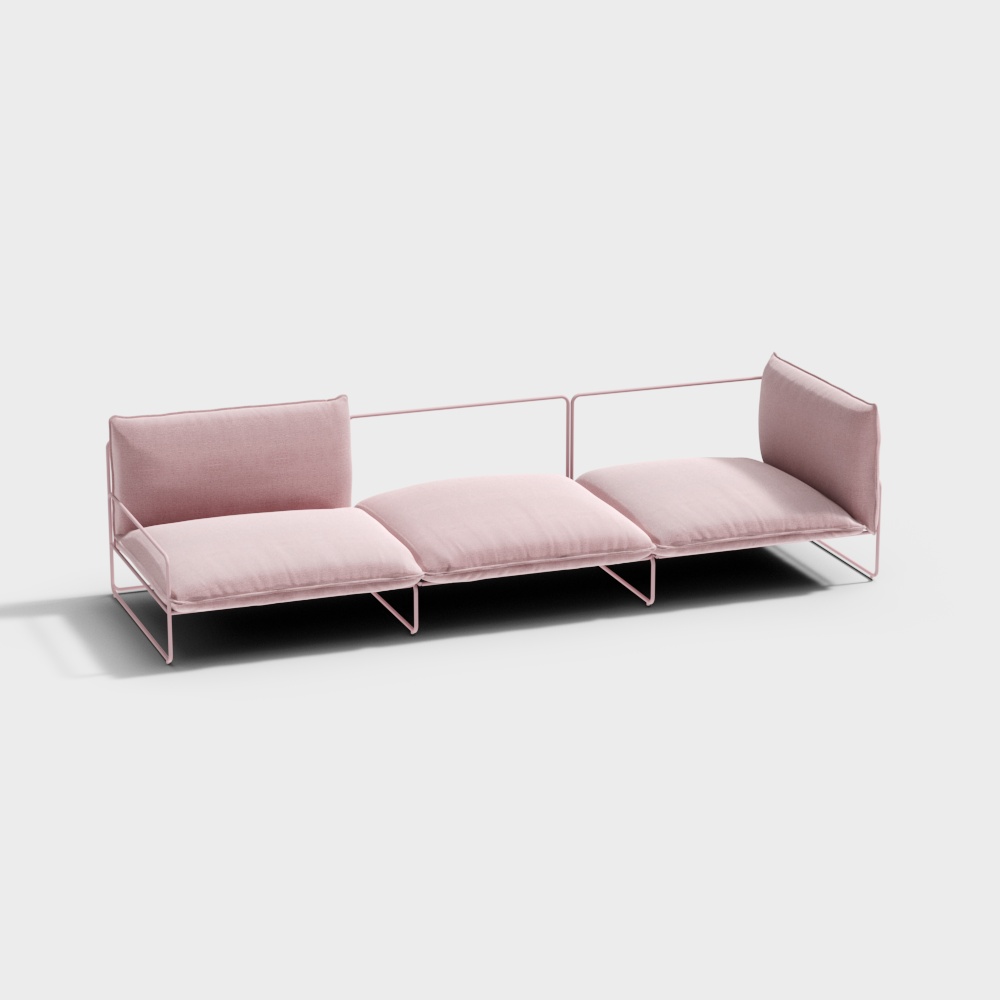 Frame sofa Modern outdoor pink fabric multi-person sofa