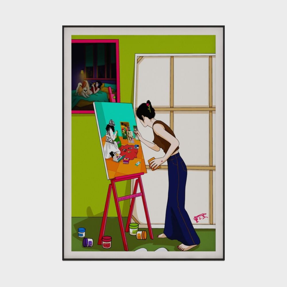 Dopamine Painting Girl Decorative Painting