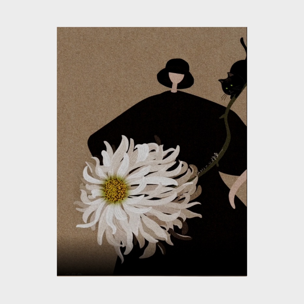 Wabi-Sabi Girl Flower Decorative Painting