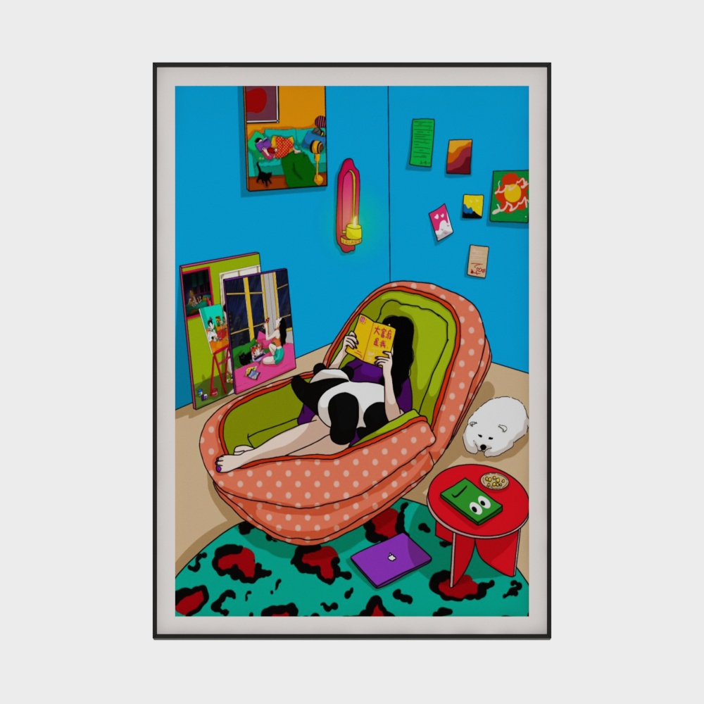Dopamine Girl Reading Decorative Painting
