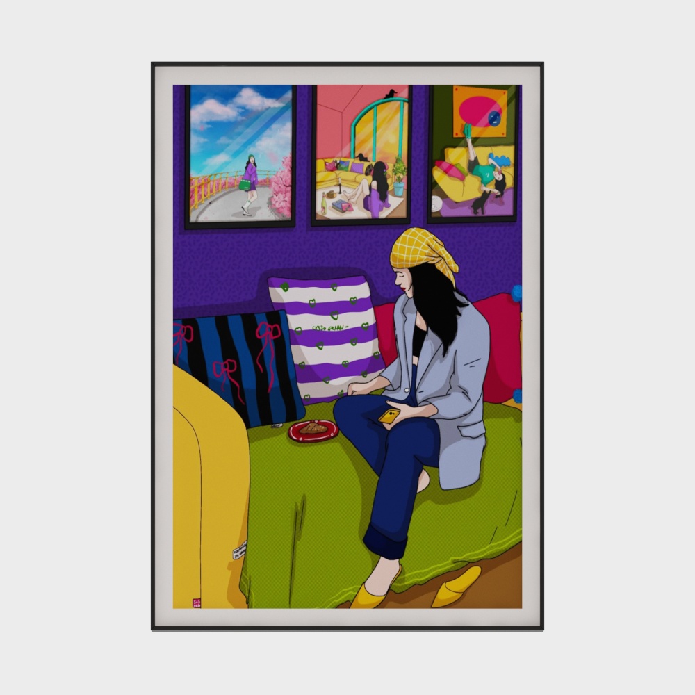 Dopamine Leisure Girl Decorative Painting