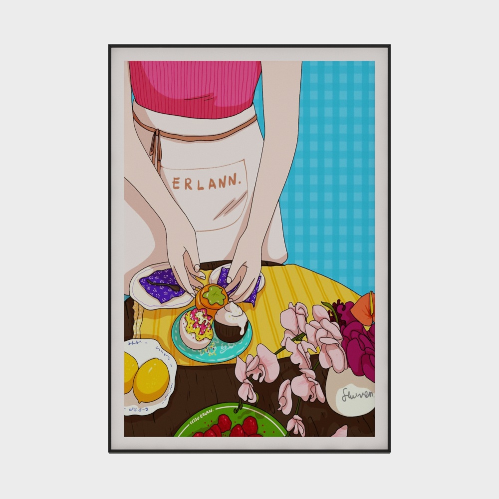 Dopamine Kitchen Girl Decorative Painting