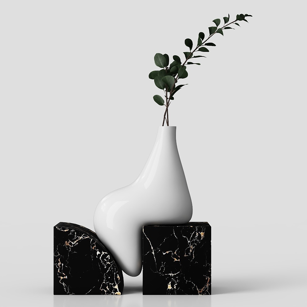 Lọ hoa kiểu hiện đại với cây xanh