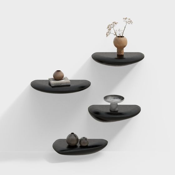 Modern Black Shelving 3D Model for Stylish Storage