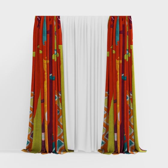 Vibrant Tapestry Curtain 3D model for Creative Projects
