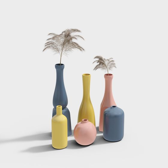 Trang Trí Bình Gốm Màu Morandi Hiện Đại