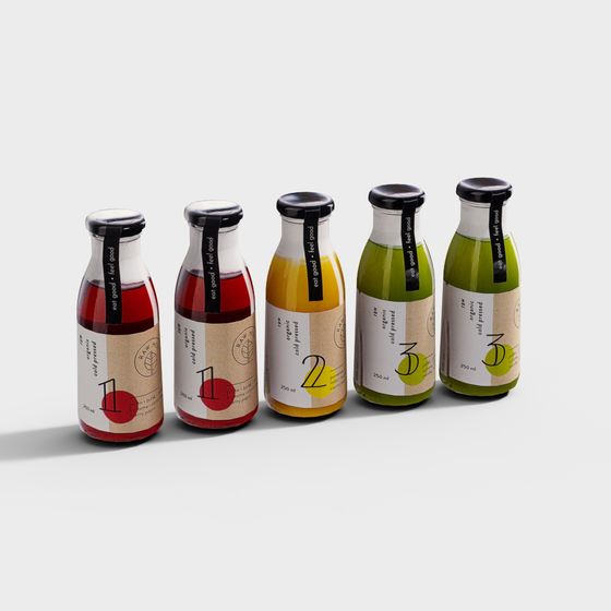 Organic Juice Bottles 3D model