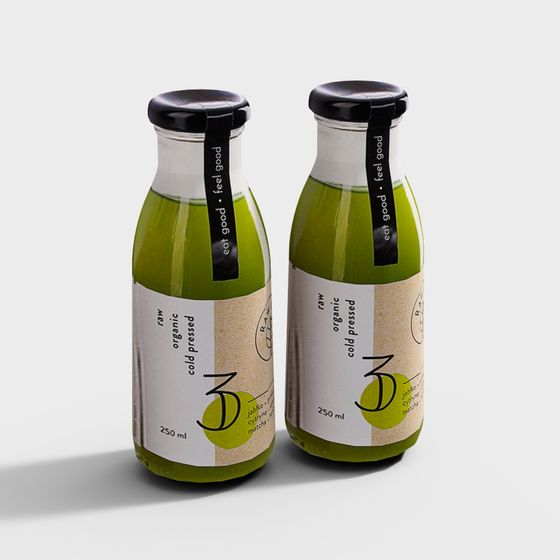 Organic Juice Bottles 3D model
