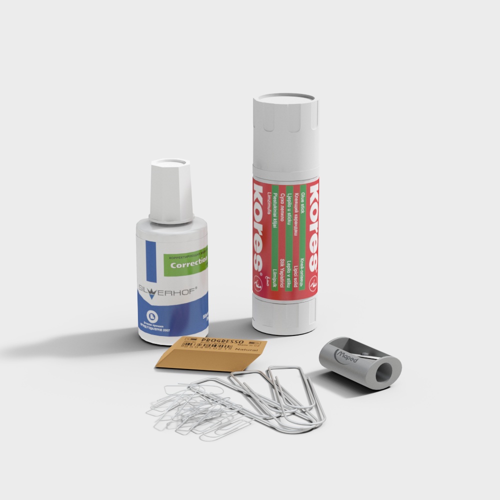 Detailed Low-Poly Stationery Set 3D model