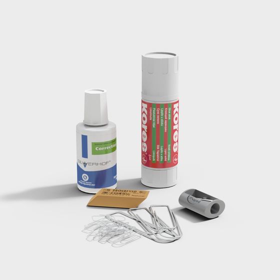 Detailed Low-Poly Stationery Set 3D model