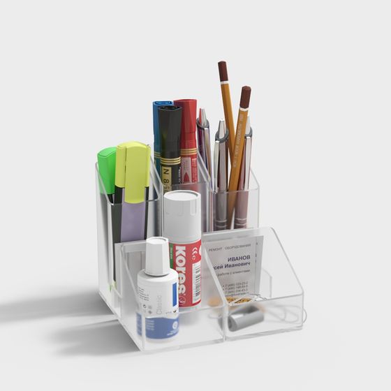 Stylish Transparent Pen Holder 3D model