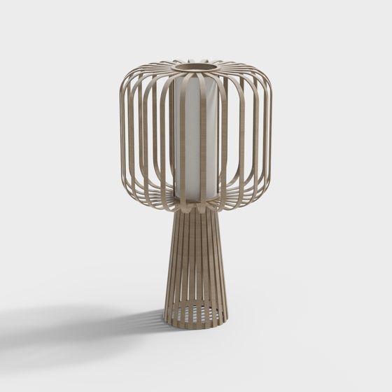 Trendy Wooden Table Lamp 3D Model for Modern Spaces