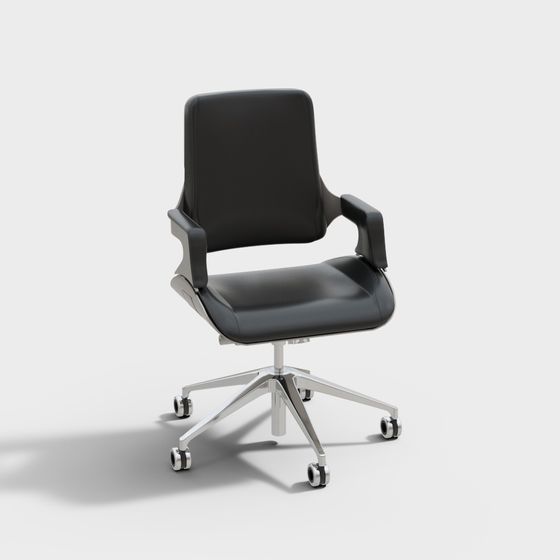 Modern Black Rotating Office Chair 3D Model in Gray Finish