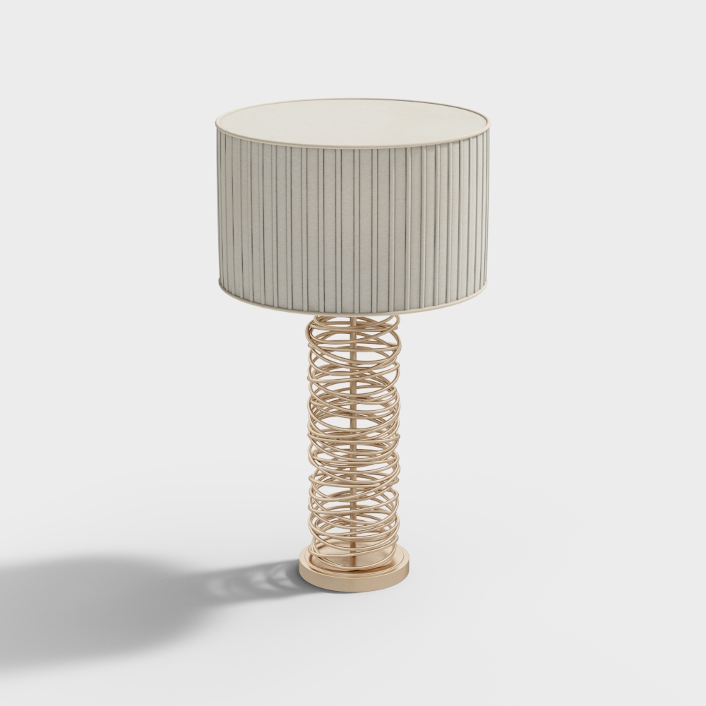 Elegant Low-Poly Table Lamp 3D Model – Golden Spiral Design