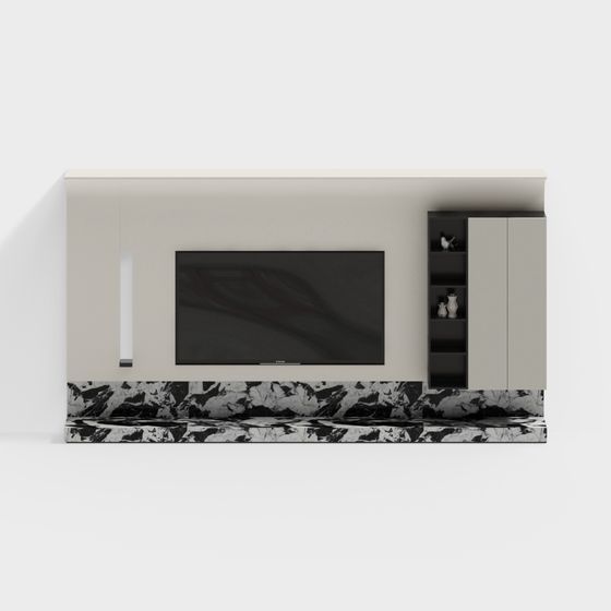Elegant Low-Poly TV Cabinet 3D model for Modern Interiors