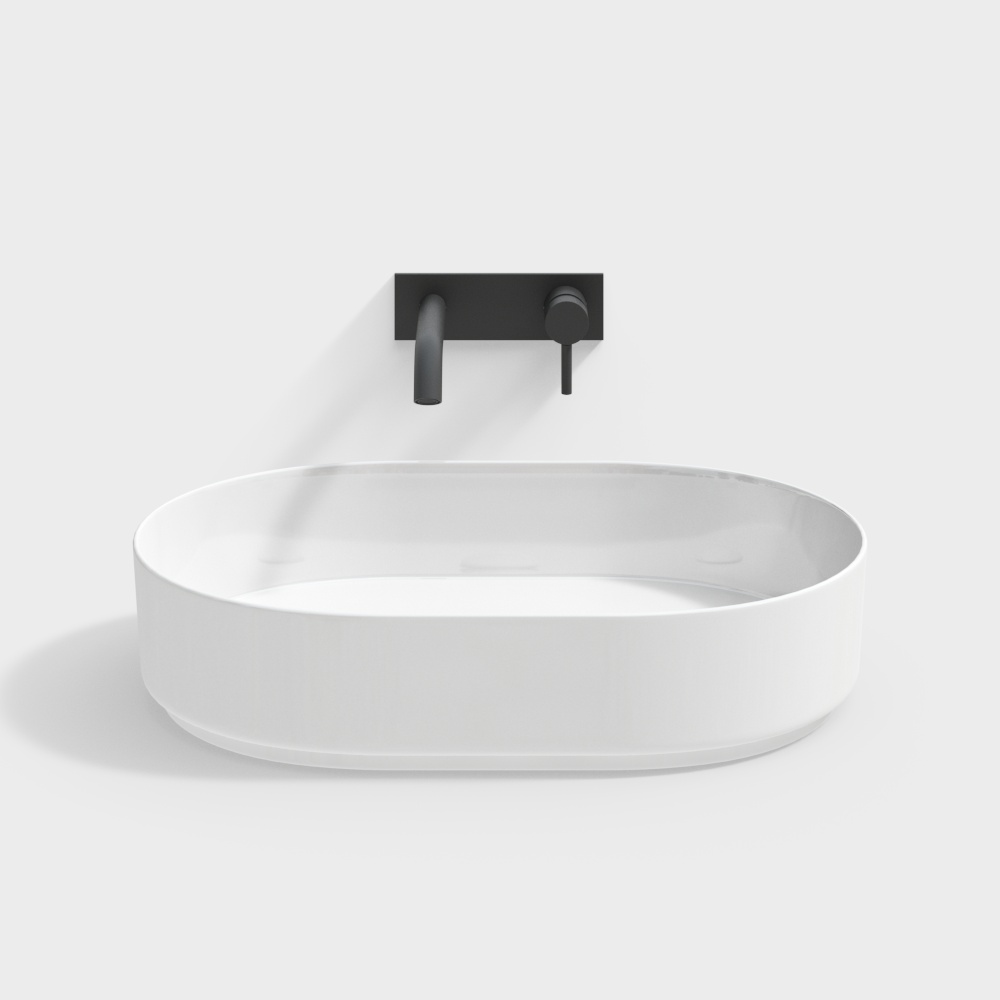 Minimalist 3D Wash Basin Model – Low-Poly Ceramic Design