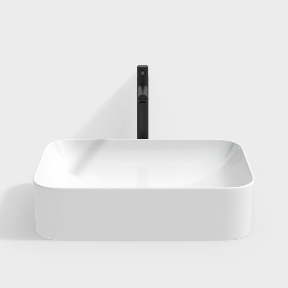 Minimalist Square Countertop Basin 3D Model – Modern Design