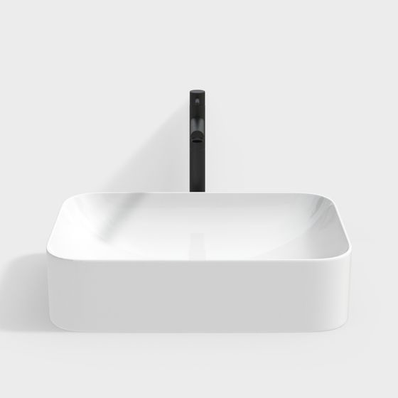 Minimalist Square Countertop Basin 3D model