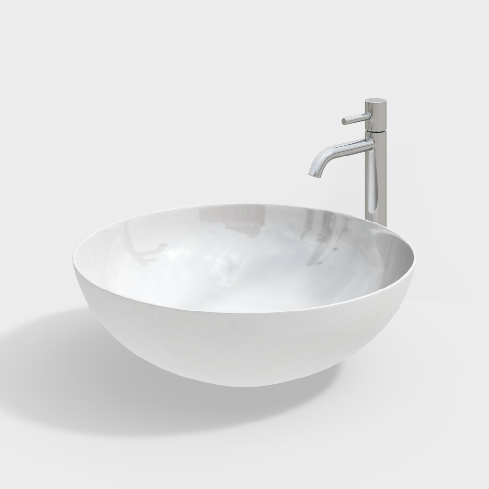 Elegant Minimalist Washbasin 3D Model – Jade Texture
