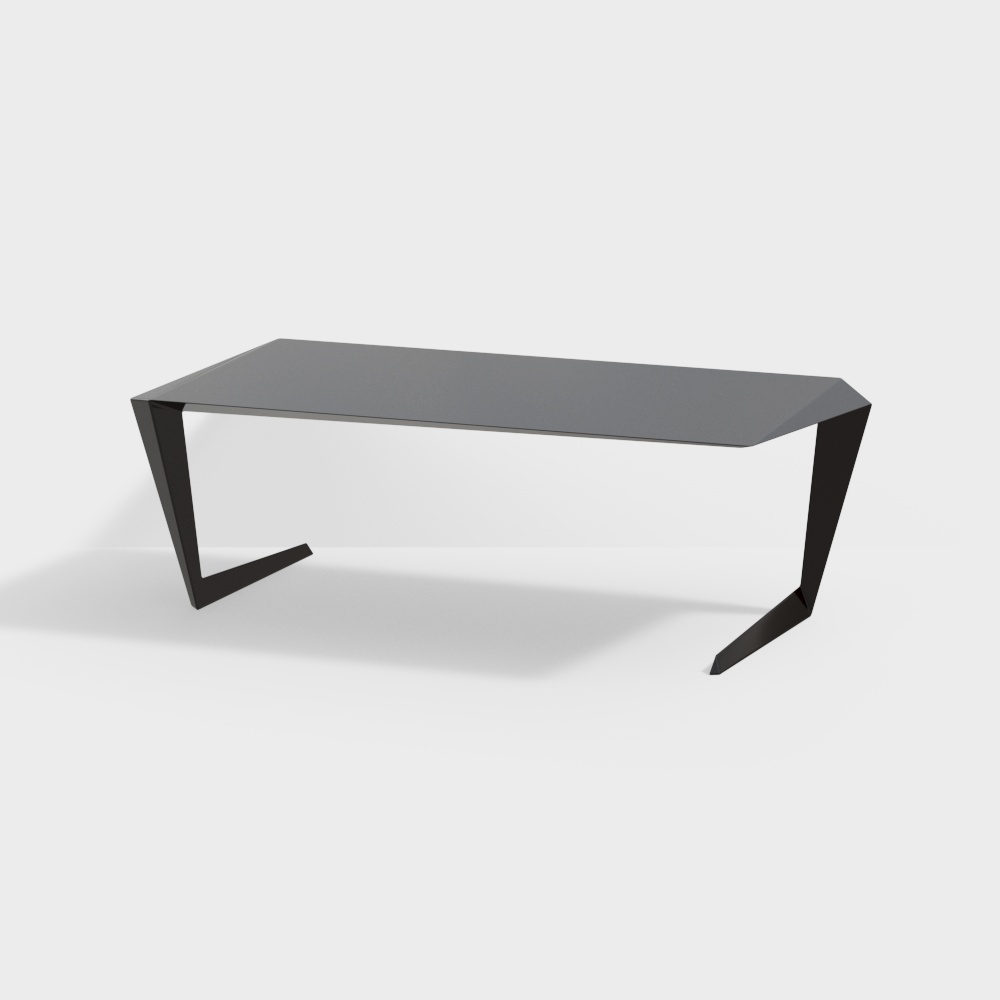 Geometric Minimalist Desk 3D Model – Modern Metallic Design