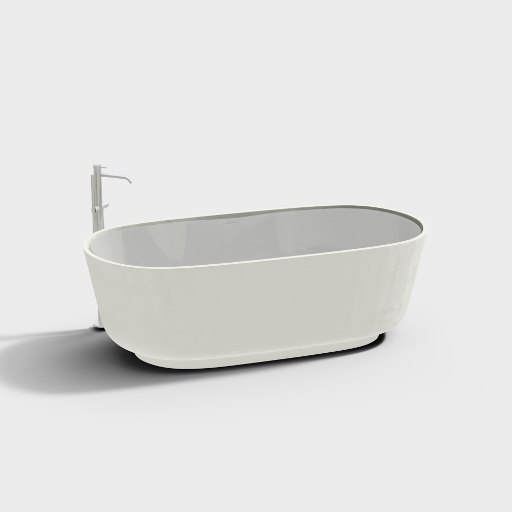 Sleek Modern Bathtub 3D Model – Minimalist White Design
