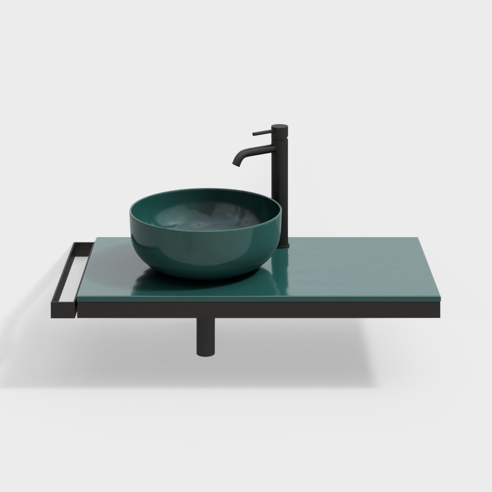 Modern Minimalist Sink 3D Model – Green Basin Design
