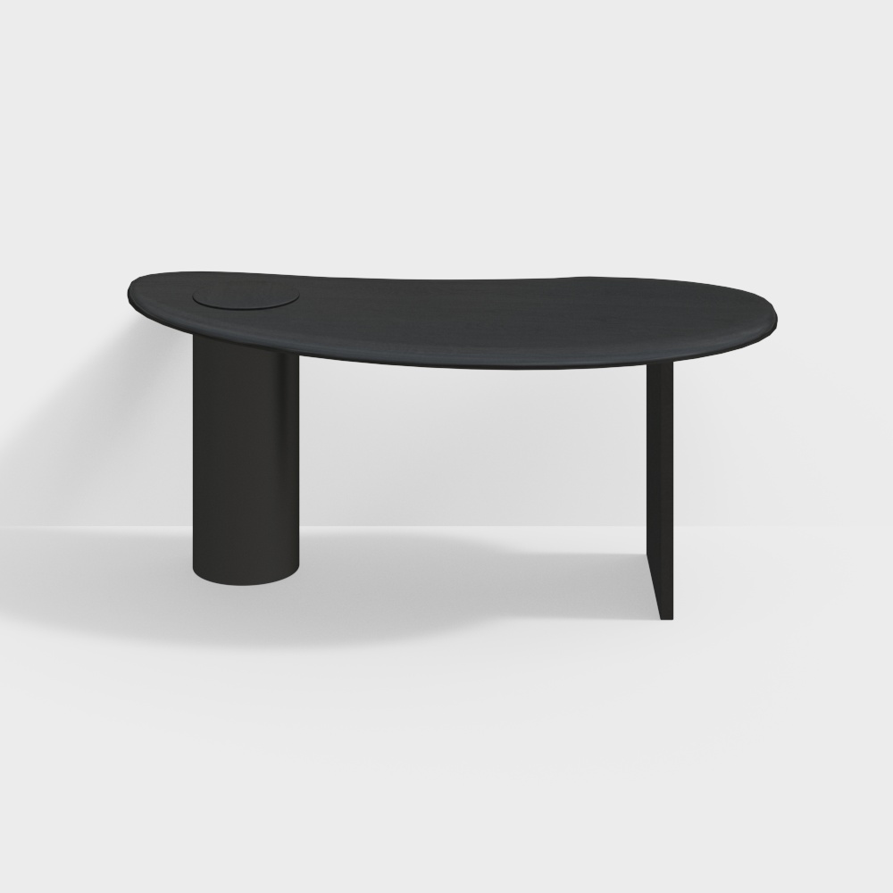 Sleek Low-Poly Coffee Table 3D Model – Minimalist Oval Design
