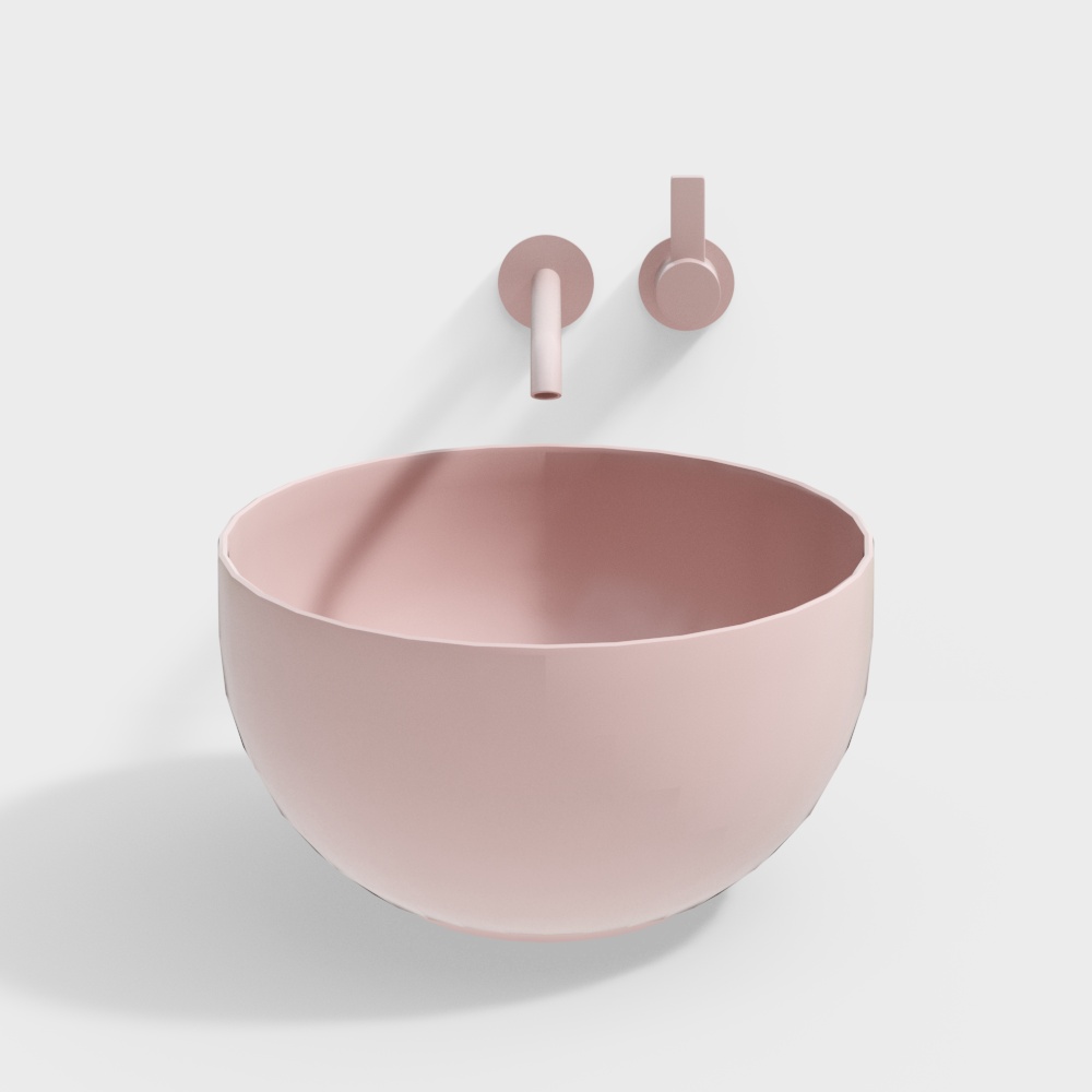 Minimalist Basin 3D Model – Frosted Glass Pink Design