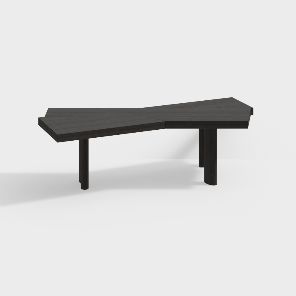 Geometric Light Table 3D Model – Low-Poly Black Wood