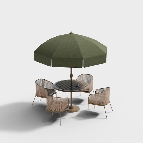 Modern Green Outdoor Table and Chair Set 3D Model