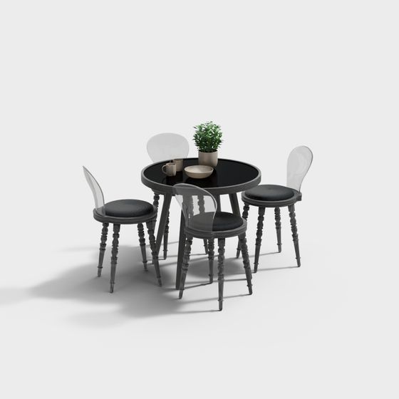 Urban Coffee Table and Chairs Set 3D model