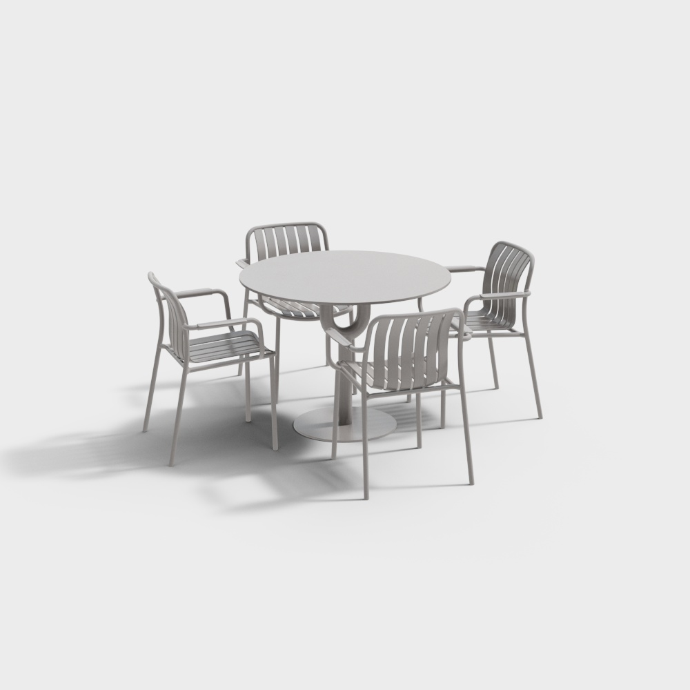 Outdoor Dining Table & Chairs 3D Model – Minimalist Design