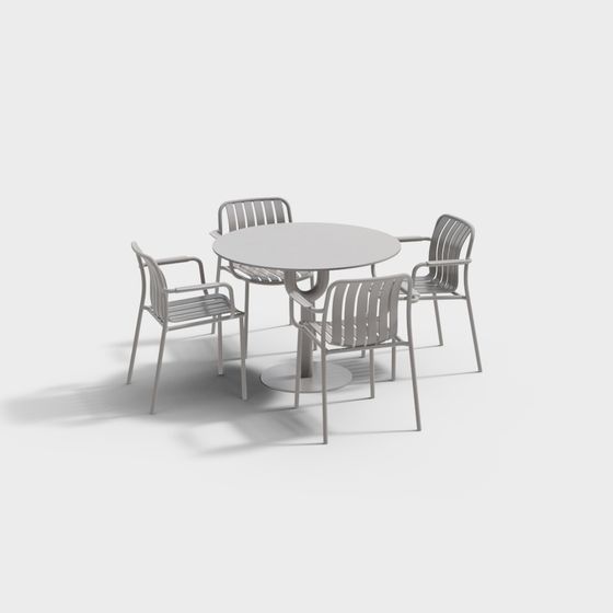 Elegant Minimalist Outdoor Dining Table and Chairs 3D model