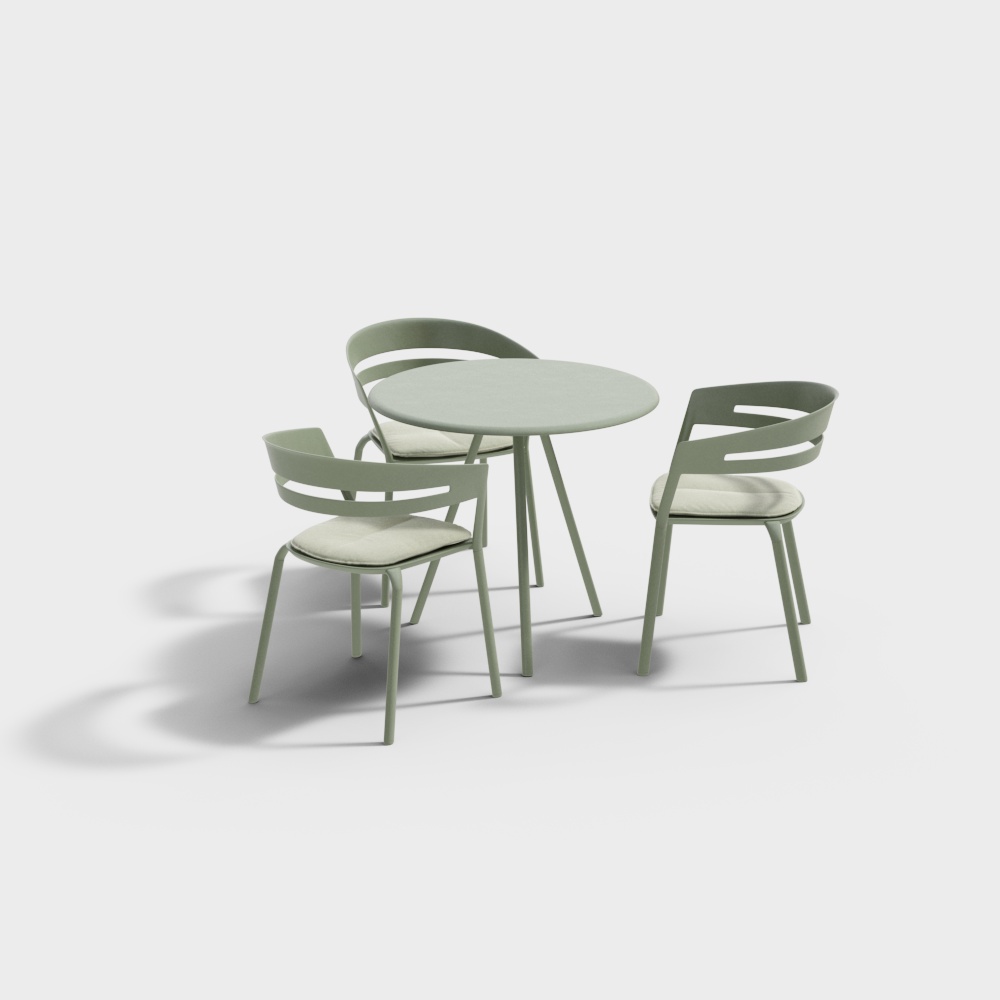 Modern green outdoor leisure table and chair combination