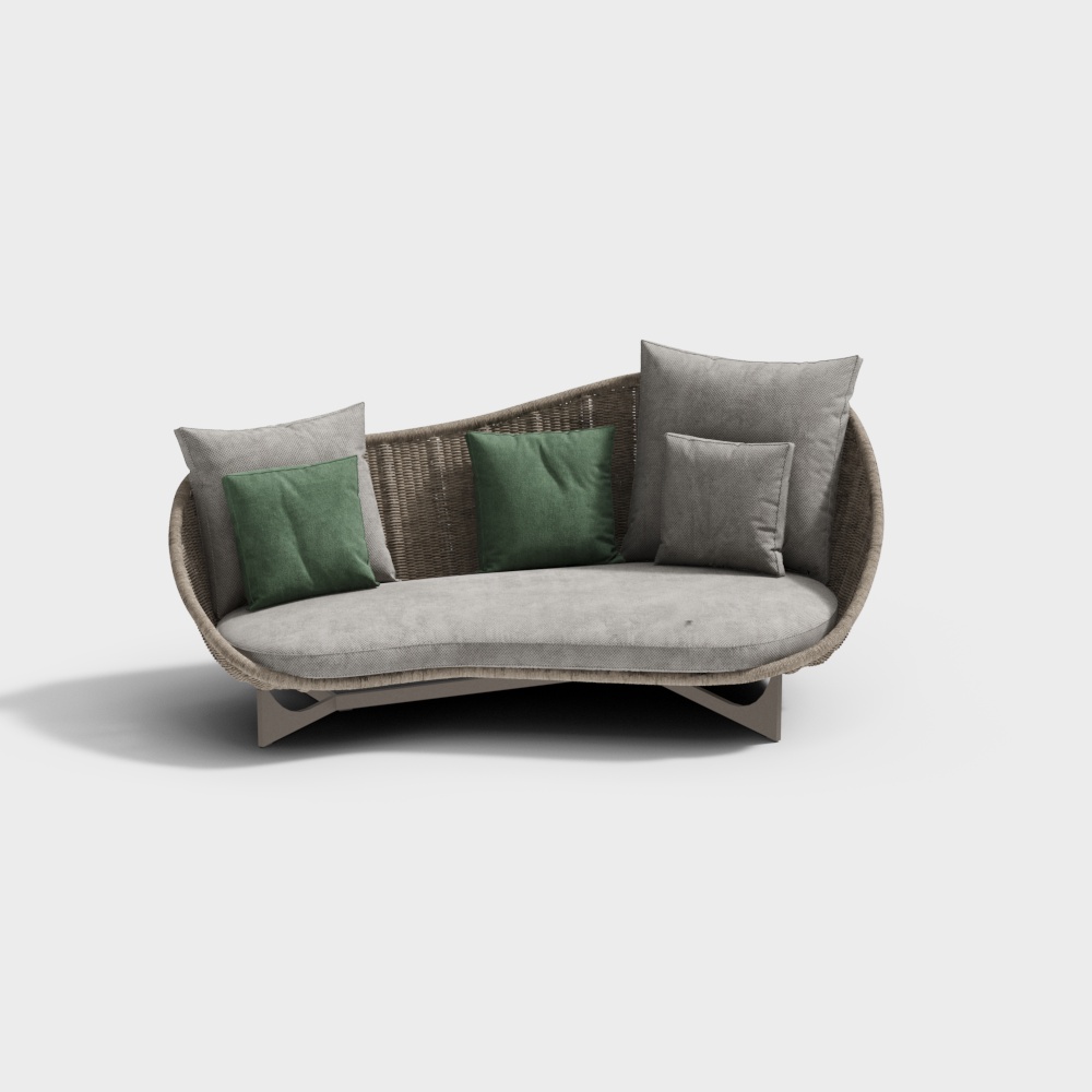 Minotti modern outdoor rattan fabric sofa