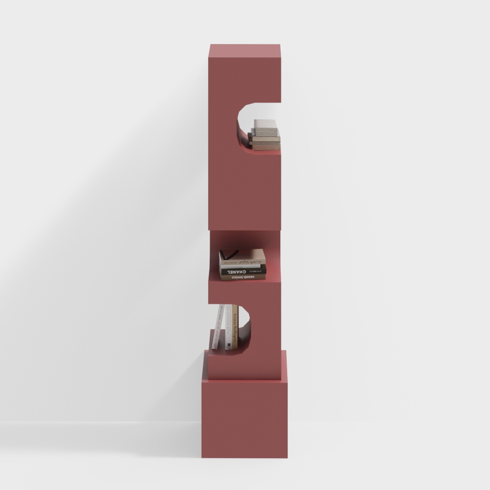 現代紅色書架