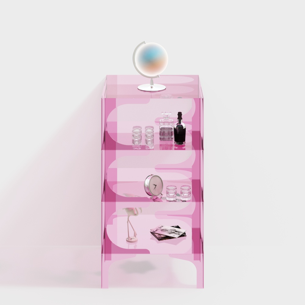 Estantería rosa de acrílico moderna