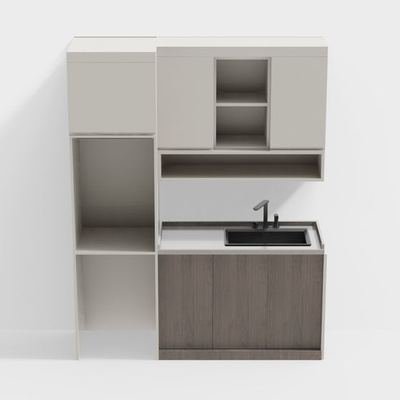 Modern Minimalist Kitchen Cabinet 3D model
