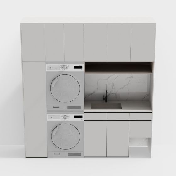 Minimalist Laundry Cabinet 3D model